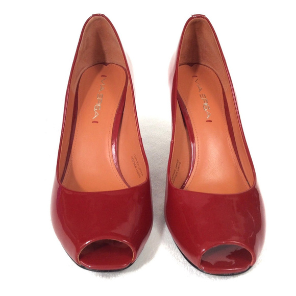 ❌SOLD❌ VIA SPIGA Red 100% Patent Leather Peep Toes - Picture 2 of 6